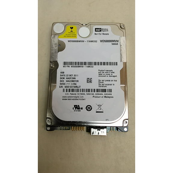 Pre-Owned Western Digital WD5000BMVW WD Blue 500GB 2.5" USB 3.0 External Hard Drive (Good)