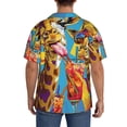 thumbnail image 3 of Sikiie Colorful Giraffes with Drinks Men's Cuban Shirt, Hawaiian Shirts, Business Casual Button Down Shirts, Short Sleeve Shirt-4X-Large, 3 of 5