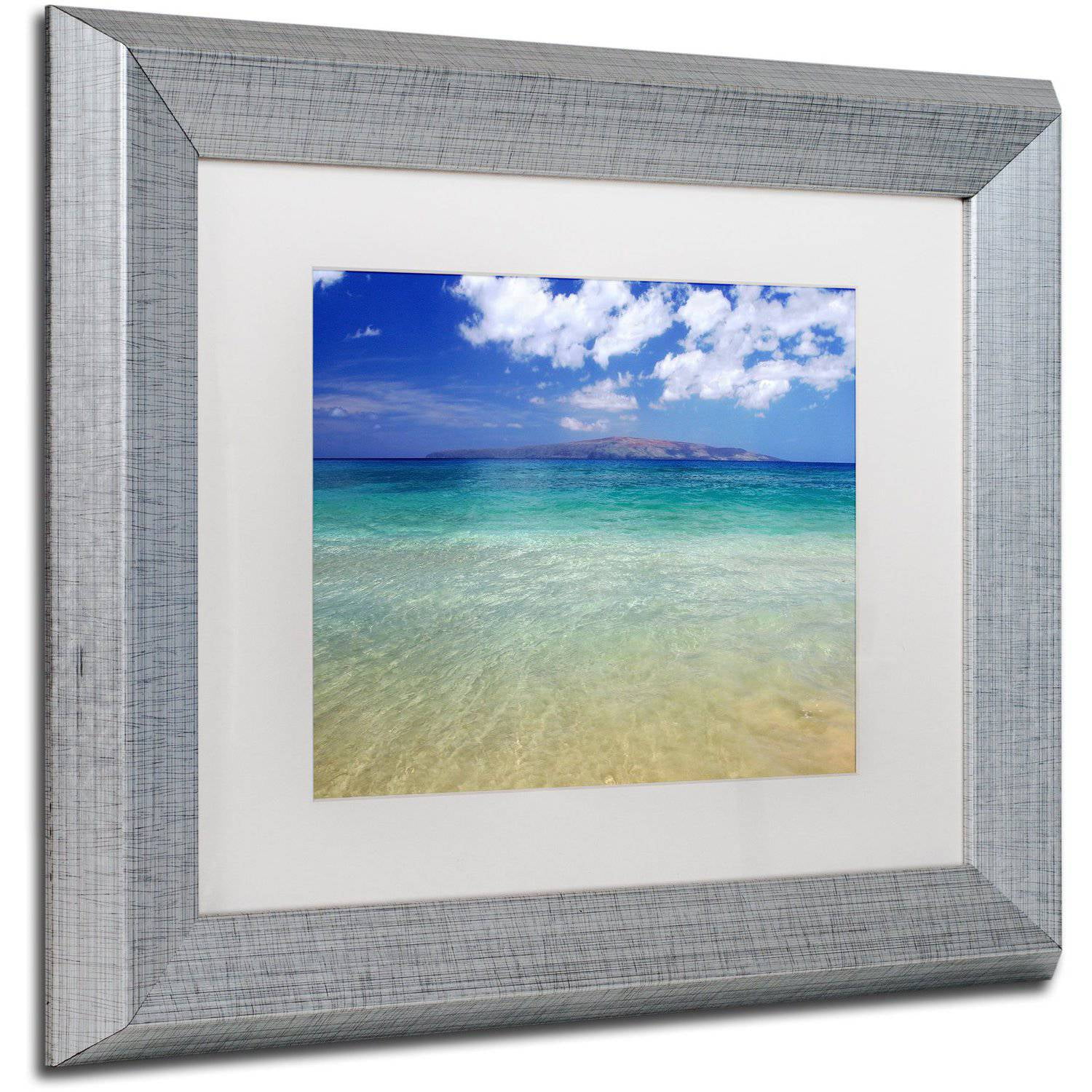 Trademark Fine Art "Hawaii Blue Beach" Canvas Art by Pierre Leclerc White Matte, Silver Frame