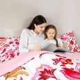 thumbnail image 4 of jejeloiu Vibrant Floral Twin Comforter Sets For Girls,Folk Print Bedding Set,Red Pink White,Pink Reversible,2pcs,1 Comforter and 1 Pillowcase, 4 of 7