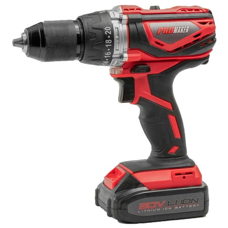 

20V Hammer Drill / Drill Driver LED Light. 2 LI-ON Battery PROMAKER PRO-TIP20