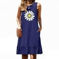 thumbnail image 2 of Ruimatai Women's Floral Print Crew Neck Sleeveless Maxi Dress with Pockets, Pleated Skirt Casual Sexy Summer Party Dress, Lightweight Comfortable Mesh Fabric, 2 of 6