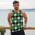 thumbnail image 6 of Picia Green Squares Printed Men’s Performance Tank, Men's Workout Tank Top Moisture-Wicking Tank Top Muscle tee, Breathable Workout Shirt-XX-Large, 6 of 7
