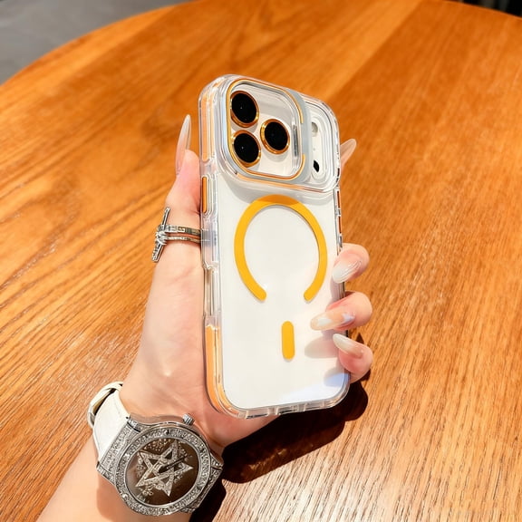 Magnetic for iPhone Air Case Compatible with Mag-Safe, Non-Yellowing Clear Case, Military Grade Drop Protection, Transparent Slim Lightweight Phone Cover Case for iPhone Air, Orange