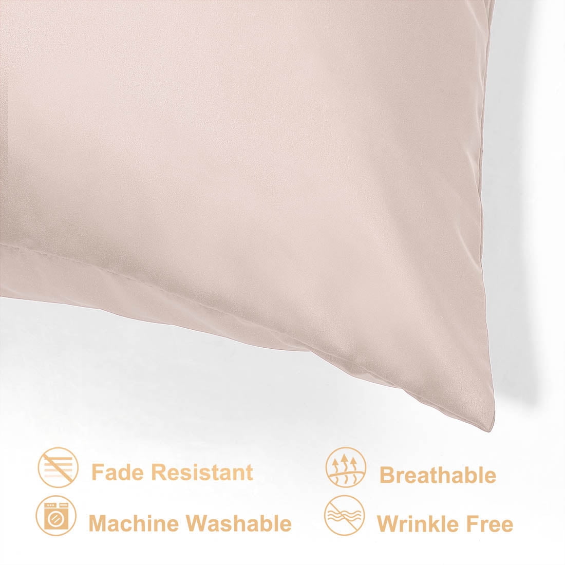 Unique Bargains 2 Pack Silky Satin Pillow Cover Cases Light Tan 21" x 37"