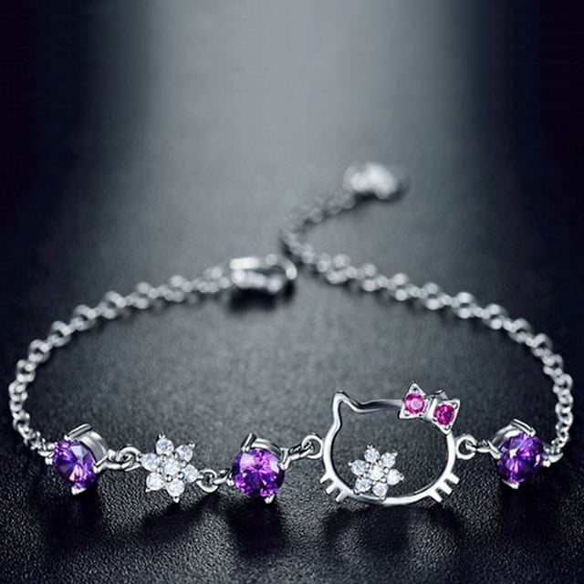 Sanrio Jewelry Hello Kitty Hello Kitty Kitty Kitty Rose 925 Sterling Silver  Bracelet (Rose Gold) Bracelet