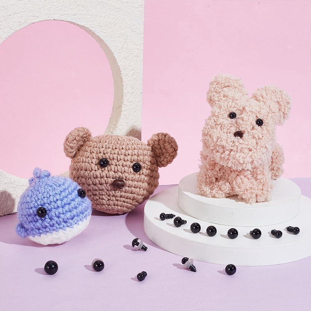 600Pcs 6mm 8mm Safety Eyes for Amigurumi with Washers Plastic Black Safety Crochet Eyes for Crafts Stuffed Animal Eyes for Decorations Crochet Animals Crafting Black DIY