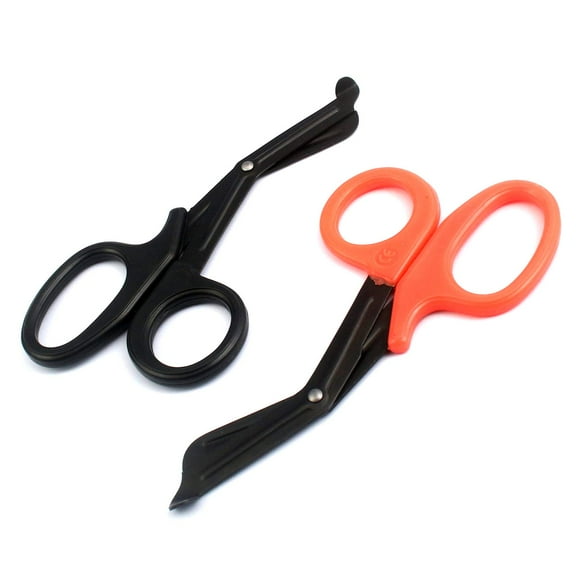OdontoMed2011 EMT 7.25" Trauma Shears - Stainless Steel Bandage Scissors Fluoride Coated for Nursing Purposes-Sharp 2-pack Scissor Perfect for EMS, Doctors, Nurses, Cutting (Black   Orange) Emt- ODM