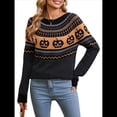 thumbnail image 1 of Suéteres de Mujer de Larga con Cuello Redondo, Bonitos y Casuales de Punto. Negro S, 1 of 10