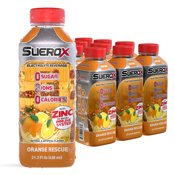 SueroX Zero Sugar Electrolyte Drink, Orange Rescue , 21 oz- Pack of 12 ...