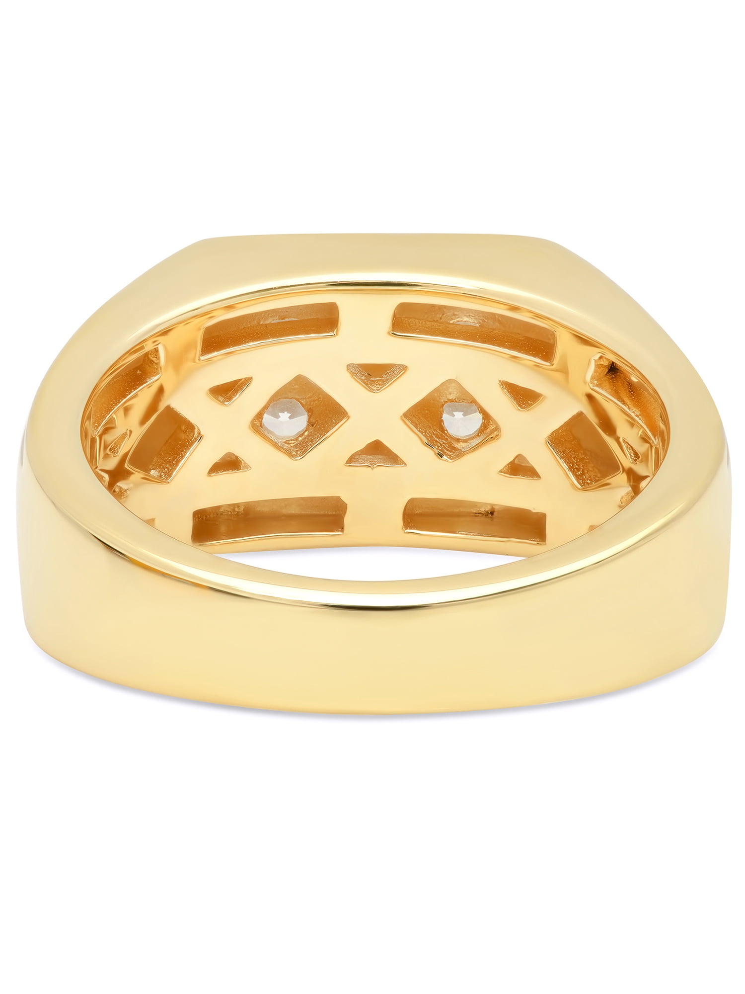 Mens 14K Gold Plated Sterling Silver Cubic Zirconia - Mens Ring