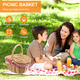 thumbnail image 4 of Cesta de picnic de mimbre estilo campestre con tapa, asa y forros para picnics, fiestas y barbacoas, 4 of 8