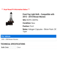 thumbnail image 2 of Front Fog Light Bulb - Compatible with 2015 - 2018 Nissan Murano 2016 2017, 2 of 2