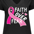 thumbnail image 4 of Inktastic Breast Cancer Awareness Faith Over Fear Women's Plus Size V-Neck T-Shirt, 4 of 5