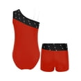 thumbnail image 2 of inhzoy Kids Girls 2Pcs Dance Leotard Outfits Ballet Gymnastic Leotard and Shorts Set Red&Black 6, 2 of 5