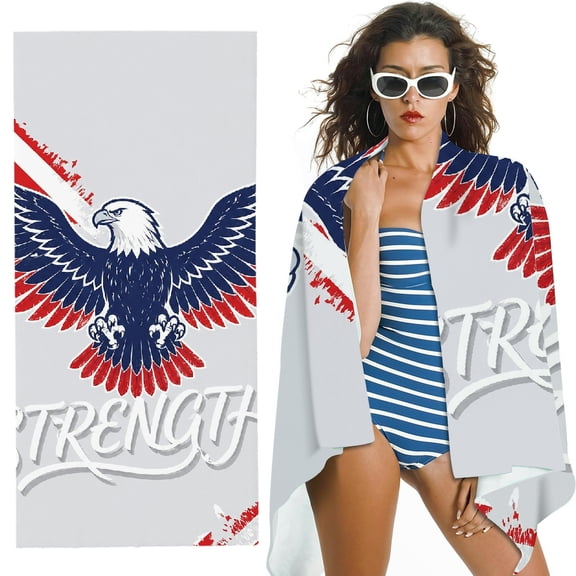 RKSupls Eagle With Strength Banner  quickly absorb moisture Beach Towel
 - Ultra-Soft Microfiber Machine Washable, Ideal for Bathroom, beach  , Soft Super Absorbent- 30x60 in