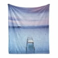 thumbnail image 1 of Landscape Soft Flannel Fleece Blanket, Wooden Jetty on Bolsena Lake Italy Long Exposure Photo European Nature View, Cozy Plush for Indoor and Outdoor Use, 50" x 70", Baby Blue Lilac, by Ambesonne, 1 of 6