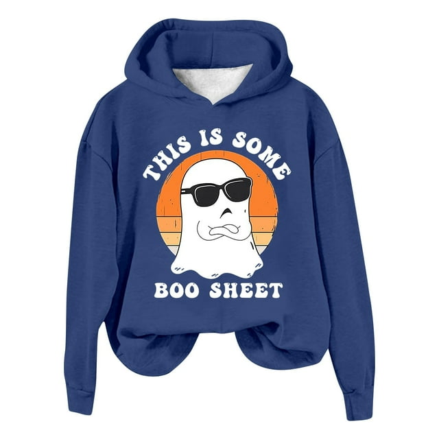 EHQJNJ Sweat à Capuche Jaune pour Femmes Mode Imprimé Spectre Manches Longues Col Rond 1 Sweat à Capuche pour Femmes avec Nœuds Zip