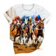 thumbnail image 3 of Tops de Cuello Redondo para las Mujeres, Nuevo Suéter de Manga Corta, Caballo Casual Impreso Top Camiseta, 3 of 5