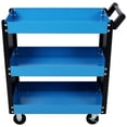 thumbnail image 2 of Heavy Duty 3 Tier Rolling Tool Cart, Blue - Lockable Casters & Side Pegboardfor Repair Shop, Garage, Warehouse,（Red）, 2 of 11