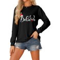 thumbnail image 3 of Christmas Believe Sweatshirts for Women 2025 Long Sleeve Crewneck Holiday Graphic Sweatshirt Pullover Tops, 3 of 4