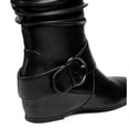 thumbnail image 4 of Ferwind Women's Wedge Heel Boots Rugged Shaft Buckle Straps Knee High Adult Black 10, 4 of 8