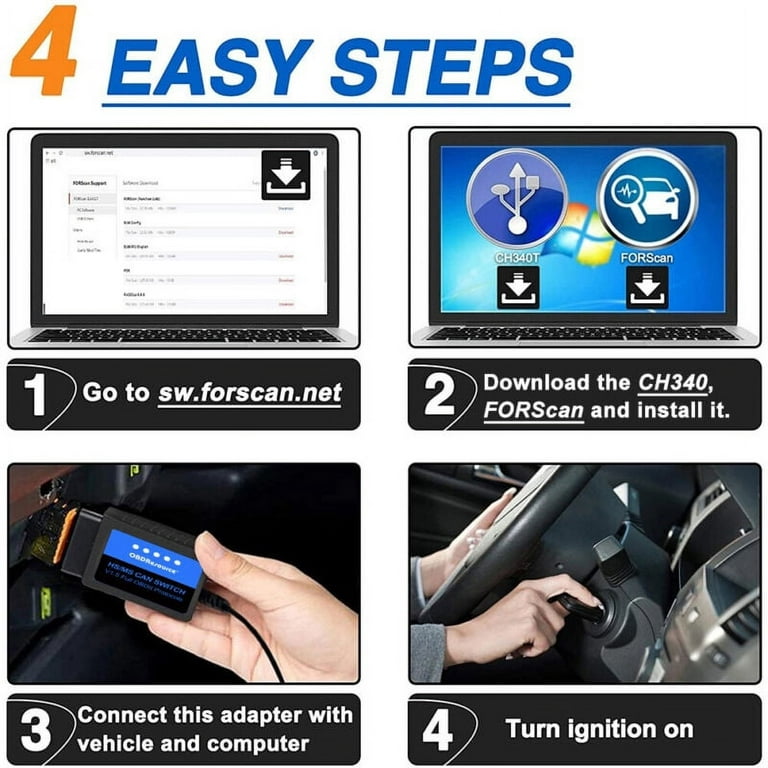 Ford FORScan ELM327 V1.5 USB Modified OBD Code Scanner HS/MS-CAN ELMConfig