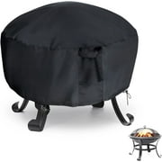 Hongchun Round Fire Pit Cover, 48 inch 600D, Waterproof and Windproof PVC Outdoor Fire Pit Cover (Black, 48 x 18 inch)