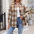thumbnail image 2 of Towmus Womens Flannel Plaid Shirts Roll Up Long Sleeve Mid-Long Casual Boyfriend Shirts with Pockets, 2 of 7