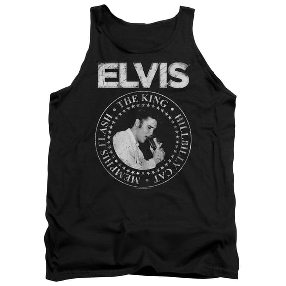 Trevco ELV868-TK-5 Elvis Presley Rock King Adult Mens Tank Top, Black - 2X