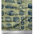 thumbnail image 1 of Soimoi Moss Georgette Fabric Grains & Fish Food Print Fabric by Yard 42 Inch Wide, 1 of 3
