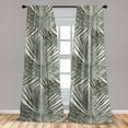 thumbnail image 2 of Palm Leaf Window Curtains, Vintage Tropical Hawaiian Pattern of Jungle Leaves Bohemian Inspirations, Lightweight Decor 2-Panel Set with Rod Pocket, Pair of - 28"x63", Taupe Sage Green, by Ambesonne, 2 of 3
