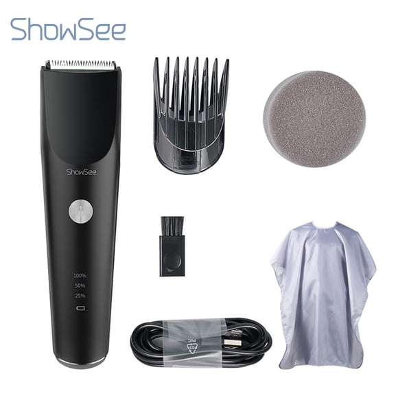 Showsee Ensemble de Cheveux Électrique Étanche en Céramique et Acier Inoxydable Sans Mandrin Tondeuse Type-C pour Enfants et Adultes de Youpin