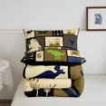 thumbnail image 5 of Homewish Dino Patchwork Grid Queen Comforter Set,Retro Animal Comforter Sets Queen,Beige,Black Reversible,3pcs,1 Comforter and 2 Pillowcases, 5 of 7