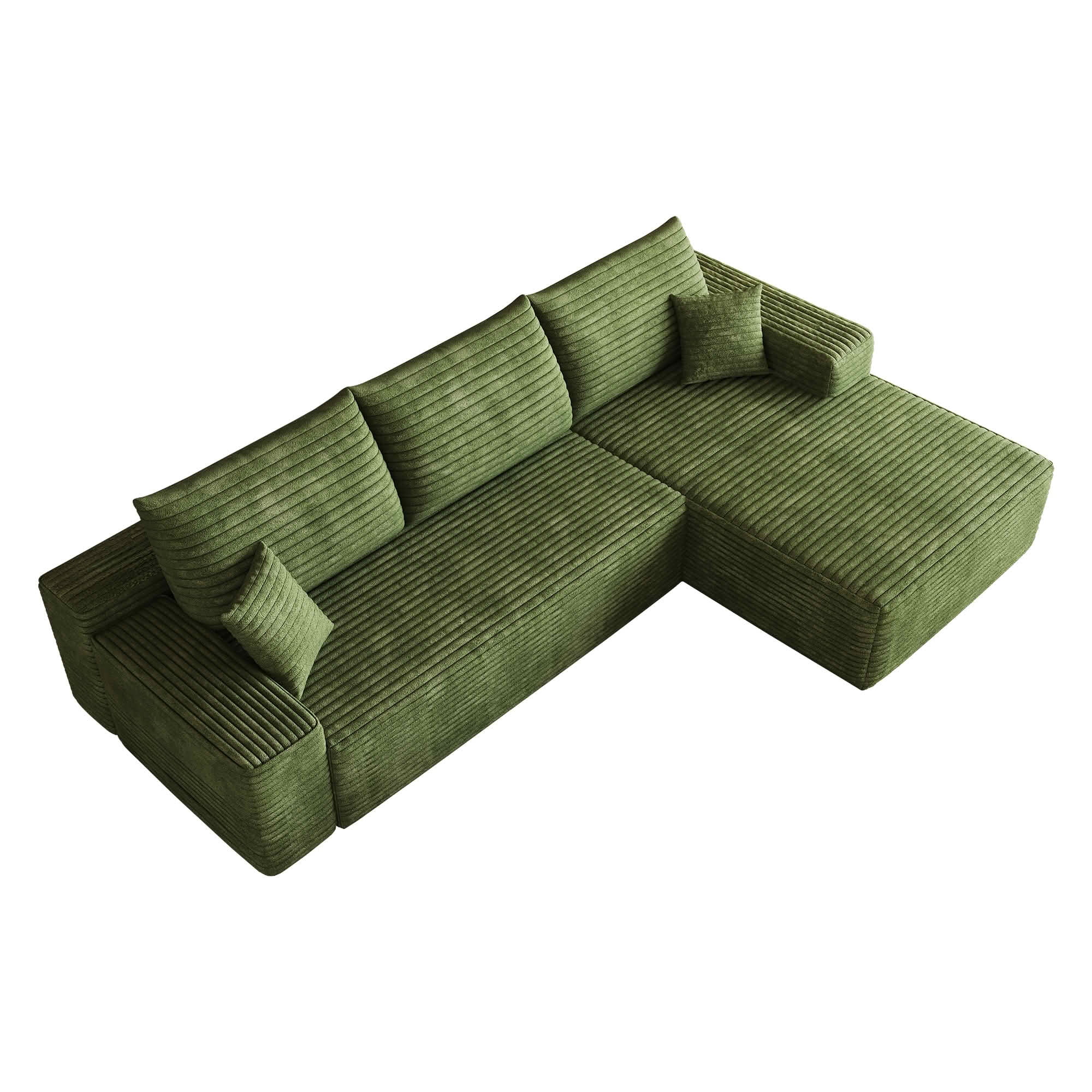 MAYEERTY 107 Inch L‑Shape Cloud Sectional Couch with Chaise, Modern Modular Deep‑Seat Sofa, Plush Corduroy Upholstered Couch, No Assembly Required for Living Room Bedroom Apartment
