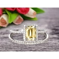 thumbnail image 1 of 2.25 Carat 7x5mm Emerald Cut Wedding Set Champagne Diamond Moissanite Engagement Ring With Matching Band On 10k White Gold, 1 of 5