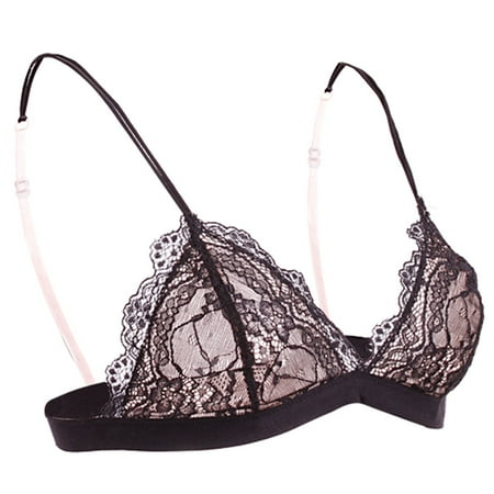 - Floral Lace Triangle Bra Bralette Crop Top Mesh Lined Womens Unpadded Sexy