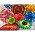 thumbnail image 4 of Nvzi 6 piezas de abanicos de papel con estampado en caliente para colgar con motivos florales de verano, cumpleaños, baby shower, bodas, verde, rosa y azul, 4 of 4