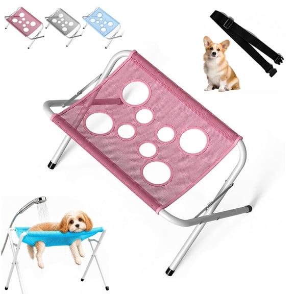 Dog Bath Hammock with Foldable Pet Bathing Stand, Pet Grooming Hammock for Small/Medium Dogs and Cats, Mesh Bath Support for Nail Trimming, Bathing, Grooming & Pet Care