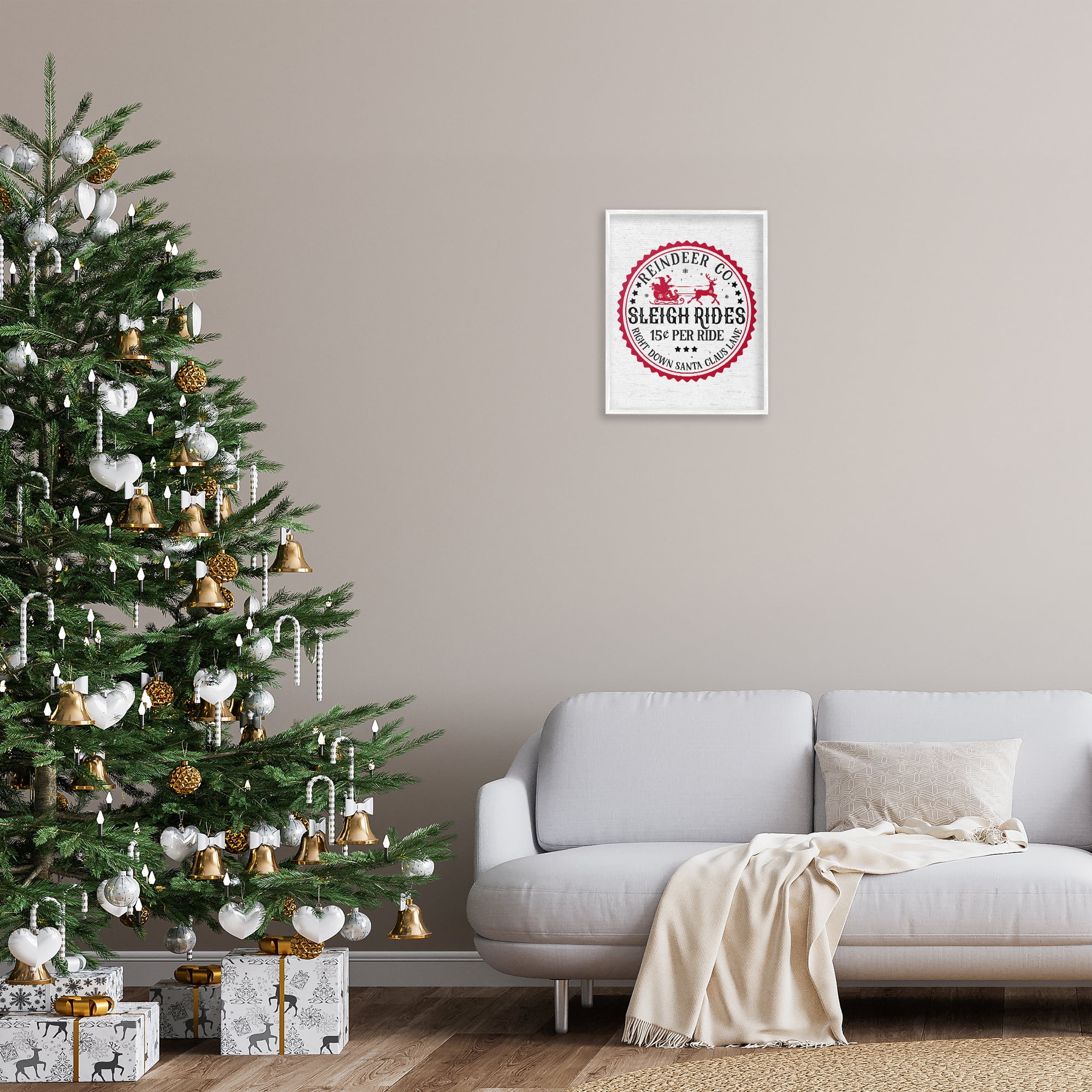 Stupell Industries Vintage Sleigh Rides Holiday Painting White Framed Art Print Wall Art, 16 x 20