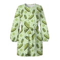 thumbnail image 3 of Yuyamidu Cucumber Long Sleeve Dress for Women Green Midi Dresses for Wedding Casual Flowy Flare Dress Trendy Tie Waist Dresses Size M Fall Winter Knee Length A-Line Dress, 3 of 7