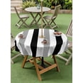 thumbnail image 5 of Outdoor Tablecloth with Umbrella Hole Zipper Black Gray Striped Round Tablecloth 54" Waterproof Outside Table Cloth Farmhouse Stripe Art Patio Table Cover Tablecloths for Picnic Party, 5 of 8