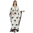 thumbnail image 4 of Moomaya Printed Rayon Turkish Maxi Kaftan For Women Beachwear Bikini Cover Up Resort Dress, 4 of 6