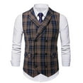 thumbnail image 4 of Men's Thin Workwear Waistcoat Classic Plaid Medieval Vest Double Breasted Waistcoat Wedding Formal Dress Vest, 4 of 6