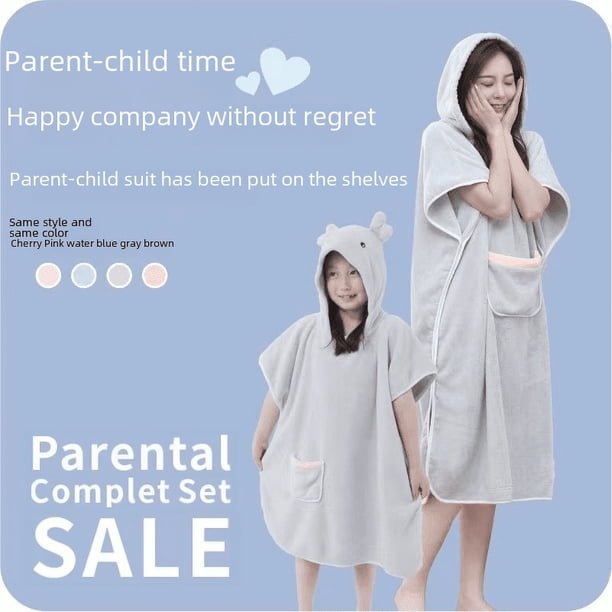 Bonita capa con capucha, toalla de baño para niños, bata de baño usable, con capucha, absorbente para adultos Four Seasons, de secado rápido, sin pelusa