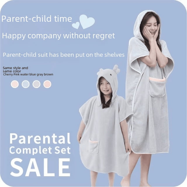 Bonita capa con capucha, toalla de baño para niños, bata de baño usable, con capucha, absorbente para adultos Four Seasons, de secado rápido, sin pelusa