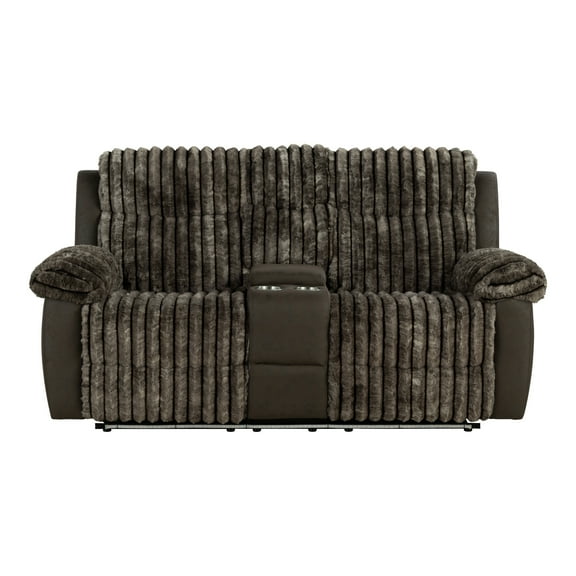 Furniture of America Gortier Transitional Fabric Indoor Manual Reclining Loveseat with USB, Brown