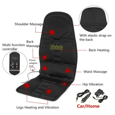 8 Mode 3 Intensity Car Home Chair Electric Full Body Kneading Rolling Vibration Massage Heat Mat Seat Cushion Lumbar Pad Full Back Neck Pain Relief