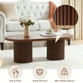 thumbnail image 6 of Wirrytor Oval Fluted Coffee Table, Farmhouse Wood Coffee Table Mid Century Modern Center Table Boho Living Room Tables for Living Room Office (Walnut), 6 of 8