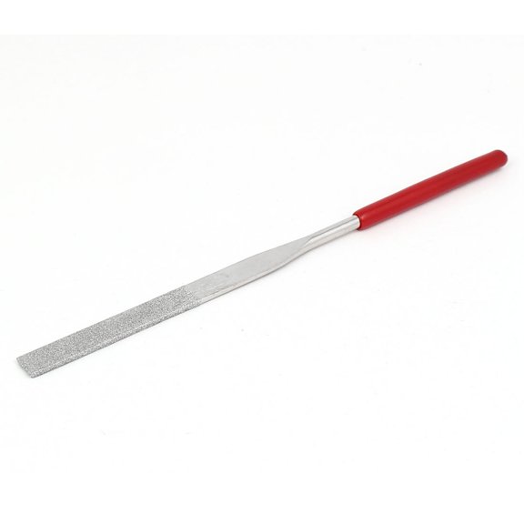 160mm Long Metal Rubber Handle Diamond Coated Double Cut Flat File Hand Tool